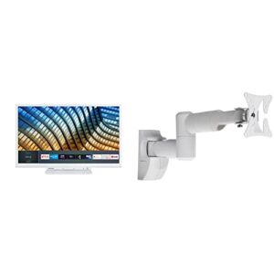 [Amazon Exclusive] Toshiba 24WK3C64DB 24-Inch 2K Smart TV White & Proper Swing Arm Wall TV Bracket for 19"