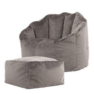 icon Sirena Velvet Bean Bag Chair and Footstool