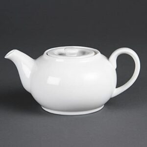 Olympia White Ware Teapots 426Ml 15Oz Porcelain Infuser Innovative Design 4pc
