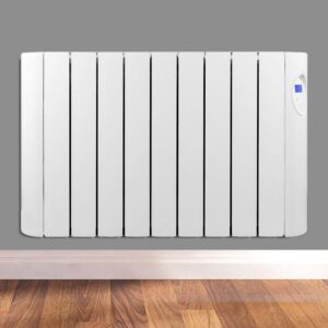 Futura 1800W Oil Filled Electric Radiator Panel Heater 24/7 Day Timer Lot 20 Wall Mounted Low Energy Retention Electric Heater for home Slimline Efficient Convector Heater Digital thermostat (1800W)