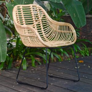 Casa Moro | Malaga Rattan Chair with Armrests Wicker Chair Made of Natural Rattan Hand Woven Premium Quality Vintage Basket Chair Retro Chair for Kitchen Garden Patio Dining Room | IDSN55