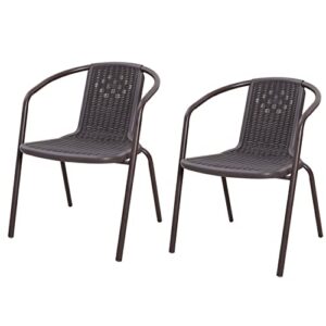 The Fellie Wicker Garden Chairs Outdoor Bistro Chair Rattan Stackable Chair Set of 2/4/6 Garden Dining Chair with Backrest