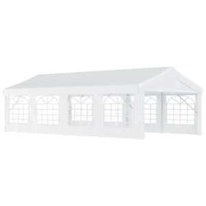 Outsunny 8m x 4m Garden Gazebo Marquee Party Tent Wedding Portable Garage Carport Event shelter Car Canopy Outdoor Heavy Duty Steel Frame Waterproof Rot Resista