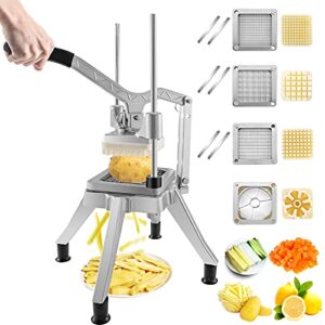 VEVOR Commercial Chopper w/ 4 Replacement Blades Commercial Vegetable Chopper Stainless Steel French Fry Cutter Potato Dicer & Slicer Commercial Vegetable Fruit Chopper for Restaurants & Home Kitche