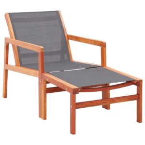 Susany Garden Chair with Footrest Grey Solid Eucalyptus Wood and Textilene