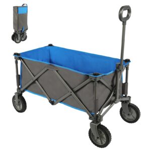 PORTAL Folding Trolley Cart Outdoor Wagon Collapsible with Removable Fabric Festival Garden Camping Picnic Cart Supports Max 100kg Portable Transport Trailer (Blue)