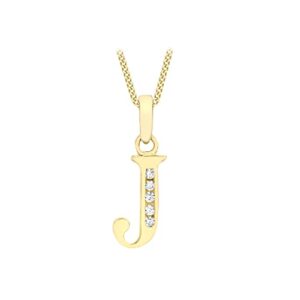 Carissima Gold Women's 9 ct Yellow Gold Cubic Zirconia Initial A-Z Pendant on 9 ct Yellow Gold 0.7 mm Diamond Cut Curb Chain Necklace of Length 46 cm/18 Inch