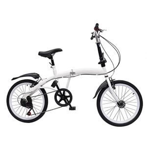 20" Lightweight Alloy Folding City Bicycle Bike 20'' Folding Bike w/7 Speed Gears Adults Teenagers Urban Bicycle Double V-Brake for Adults and Childre
