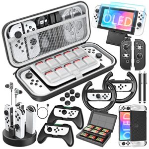Mooroer Switch OLED Accessory Bundle for Nintendo Switch OLED 27 in 1 Kit with Carry Case