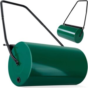 HYGRAD BUILT TO SURVIVE 48L Heavy Duty Garden Lawn Roller Sand Water Filled Barrel Metal Drum For Grass Seed with Removable Drain Plug