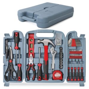 Hi-Spec 54 Piece Red Home & Office Tool Kit Set. General DIY Repair & Maintenance Hand Tools with Hammer