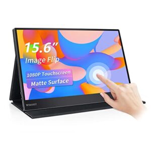 Wimaxit 15.6" Full HD Portable Monitor Touch Screen IPS Non-glare Built-in Speakers Eye Care USB Type-C Micro HDMI with Smart Case Compatible for Laptop